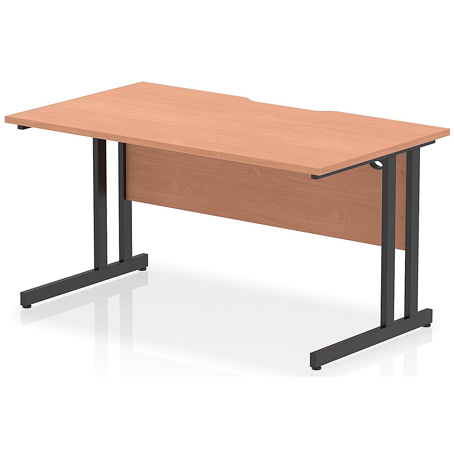 Impulse 1400mm Scalloped Edge Rectangular Desk, Black Cantilever Legs, Beech Easy2Order : I005873