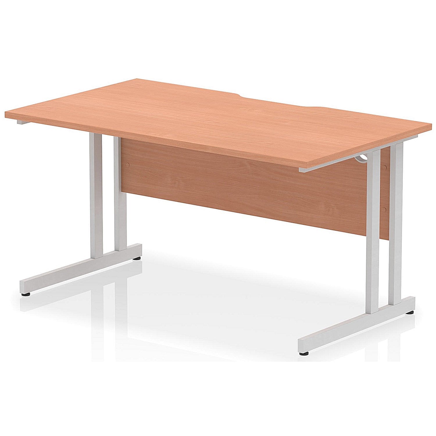 Impulse 1400mm Scalloped Edge Rectangular Desk, Silver Cantilever Legs, Beech Easy2Order : I005874