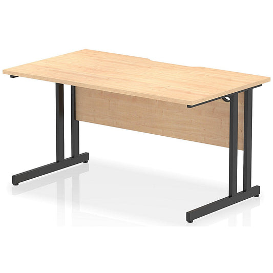 Impulse 1400mm Scalloped Edge Rectangular Desk, Black Cantilever Legs, Maple Easy2Order : I005879