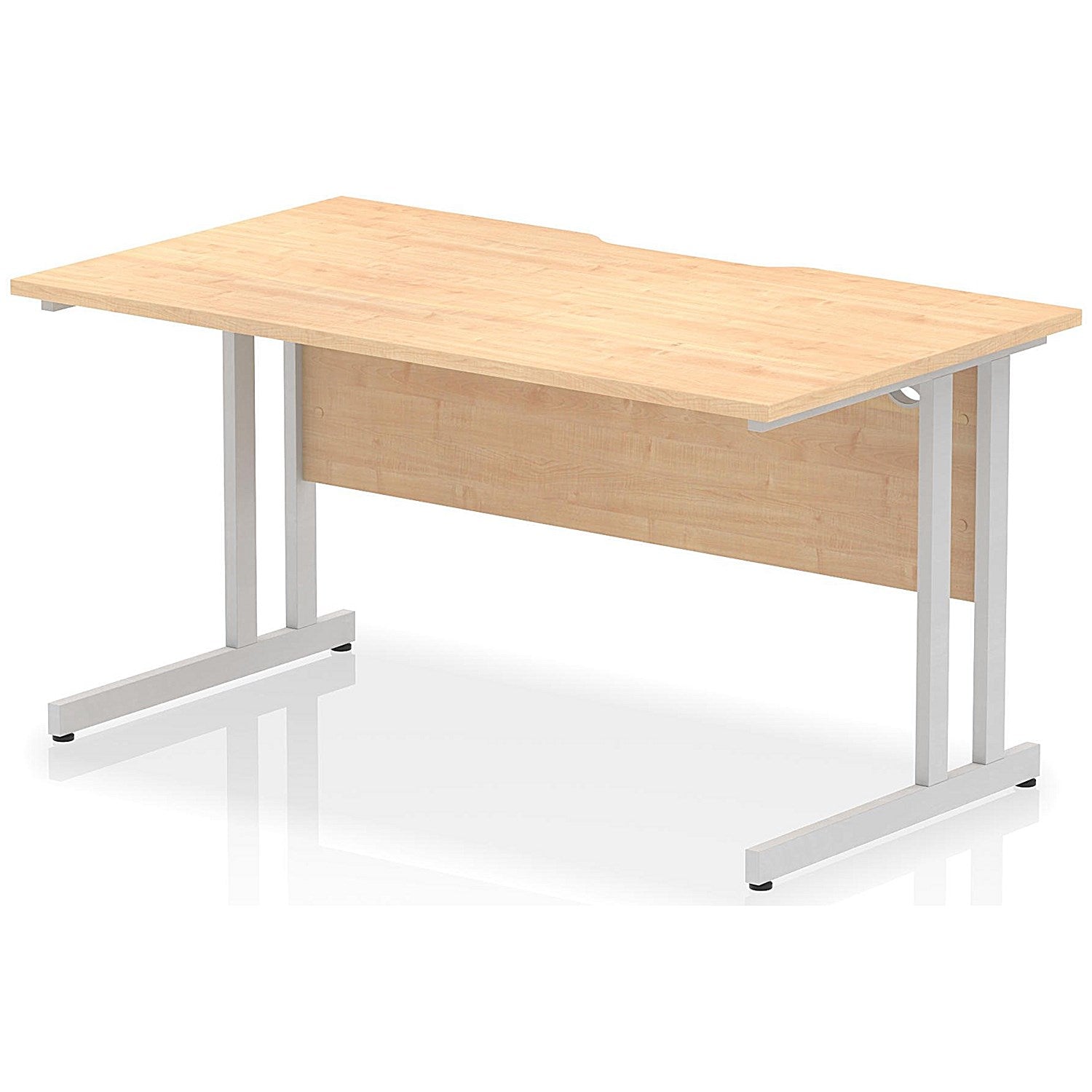 Impulse 1400mm Scalloped Edge Rectangular Desk, Silver Cantilever Legs, Maple Easy2Order : I005880