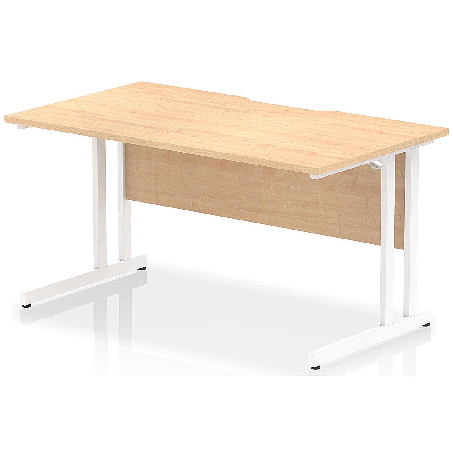 Impulse 1400mm Scalloped Edge Rectangular Desk, White Cantilever Legs, Maple Easy2Order : I005881