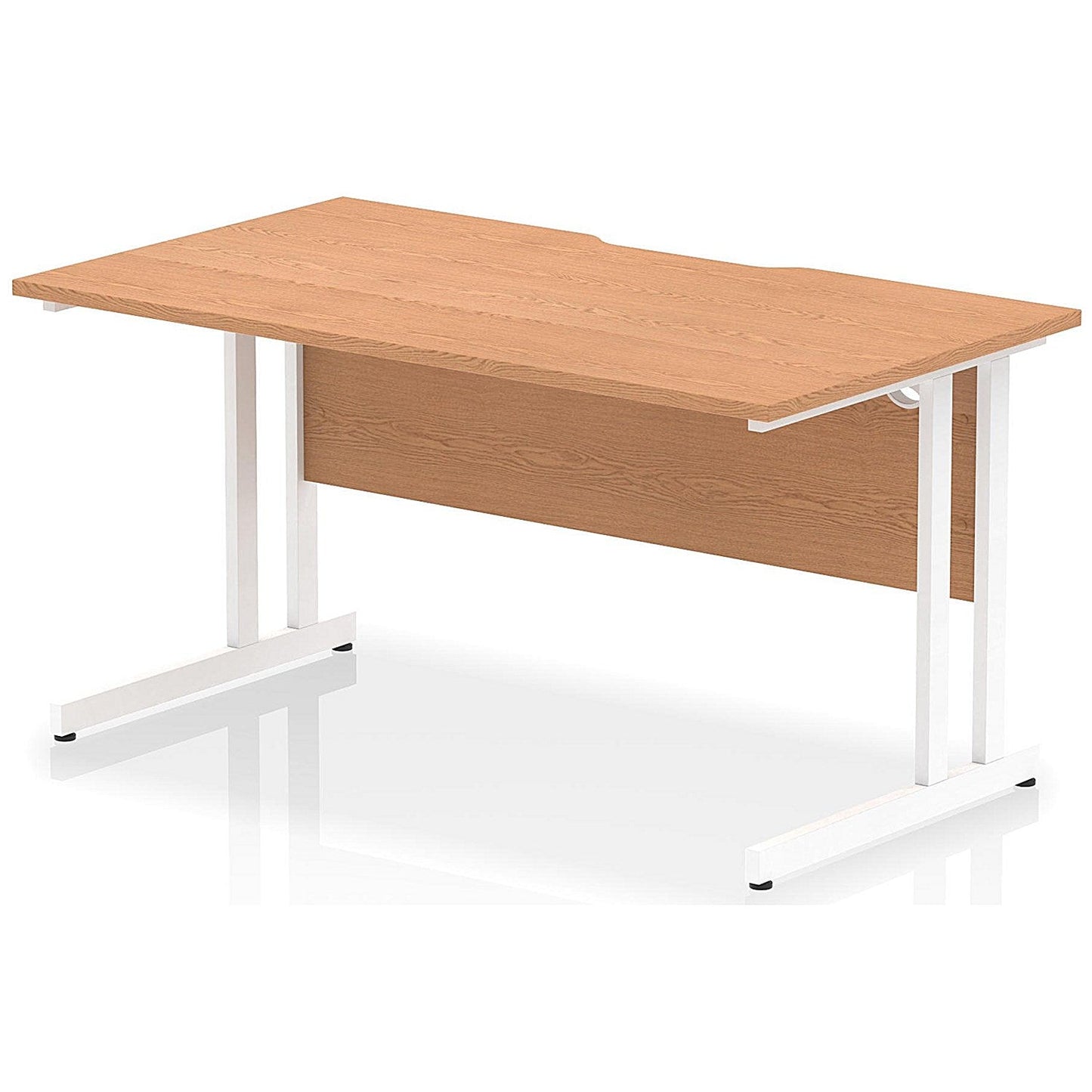 Impulse 1400mm Scalloped Edge Rectangular Desk, White Cantilever Legs, Oak Easy2Order : I005884