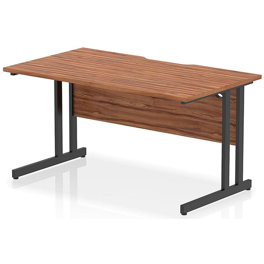 Impulse 1400mm Scalloped Edge Rectangular Desk, Black Cantilever Legs, Walnut Easy2Order : I005885