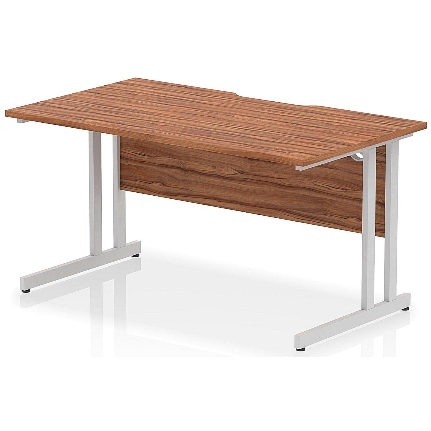 Impulse 1400mm Scalloped Edge Rectangular Desk, Silver Cantilever Legs, Walnut Easy2Order : I005886