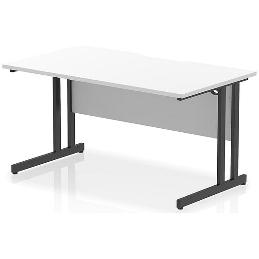 Impulse 1400mm Scalloped Edge Rectangular Desk, Black Cantilever Legs, White Easy2Order : I005888