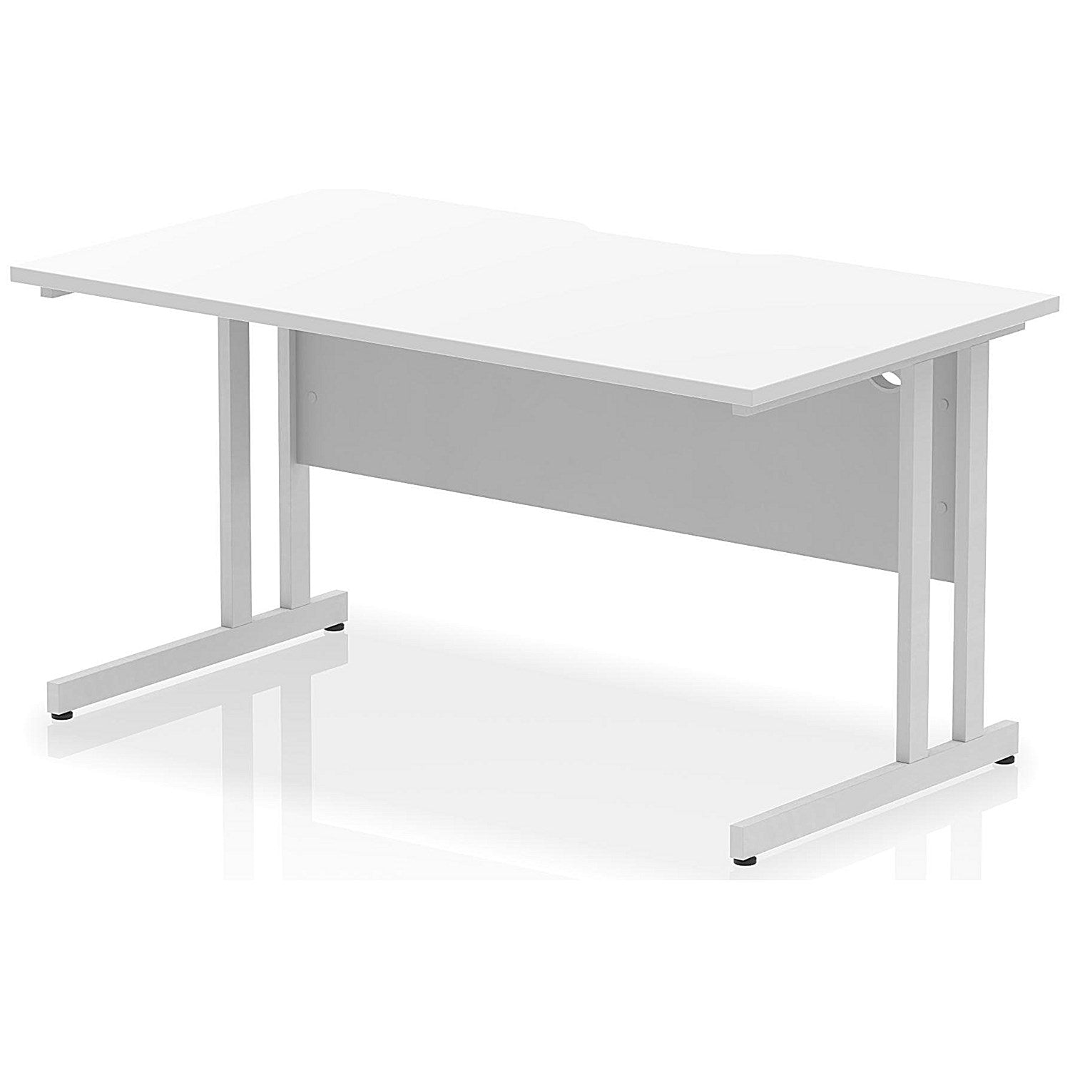 Impulse 1400mm Scalloped Edge Rectangular Desk, Silver Cantilever Legs, White Easy2Order : I005889