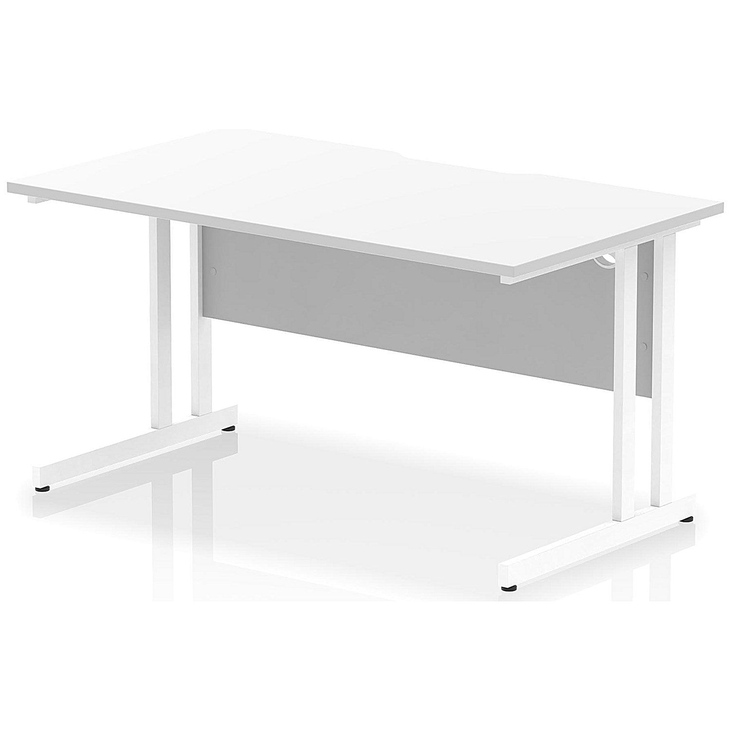 Impulse 1400mm Scalloped Edge Rectangular Desk, White Cantilever Legs, White Easy2Order : I005890