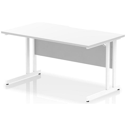 Impulse 1400mm Scalloped Edge Rectangular Desk, White Cantilever Legs, White Easy2Order : I005890