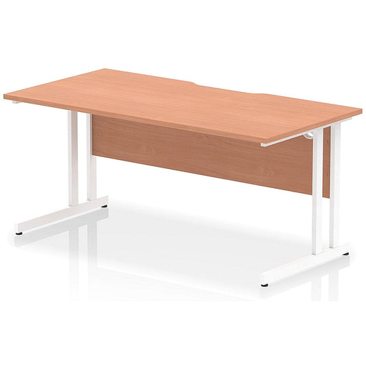 Impulse 1600mm Scalloped Edge Rectangular Desk, White Cantilever Legs, Beech Easy2Order : I005893