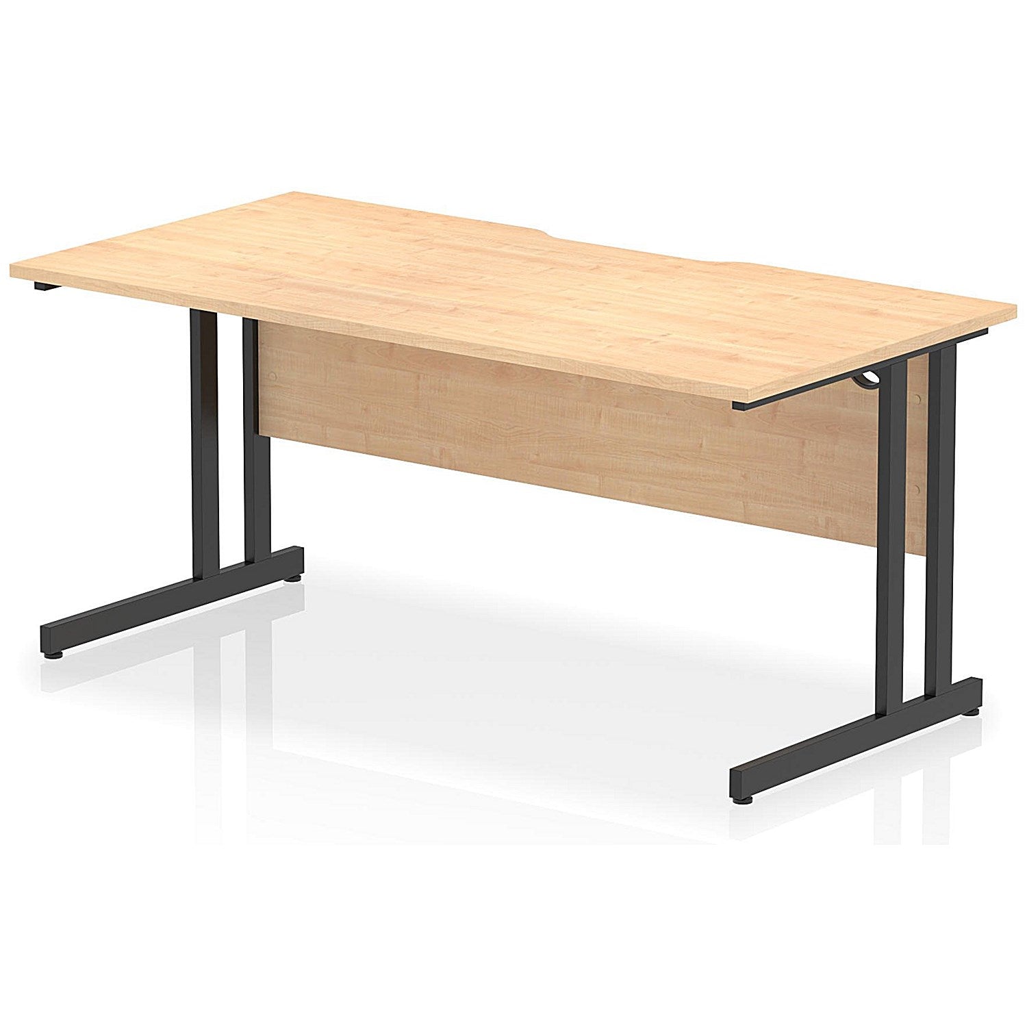 Impulse 1600mm Scalloped Edge Rectangular Desk, Black Cantilever Legs, Maple Easy2Order : I005897