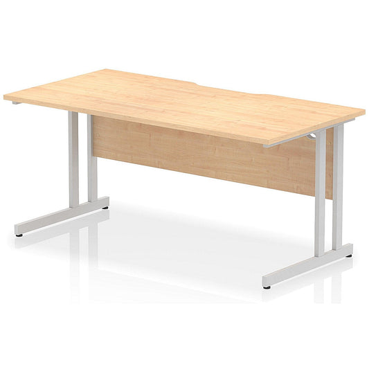 Impulse 1600mm Scalloped Edge Rectangular Desk, Silver Cantilever Legs, Maple Easy2Order : I005898