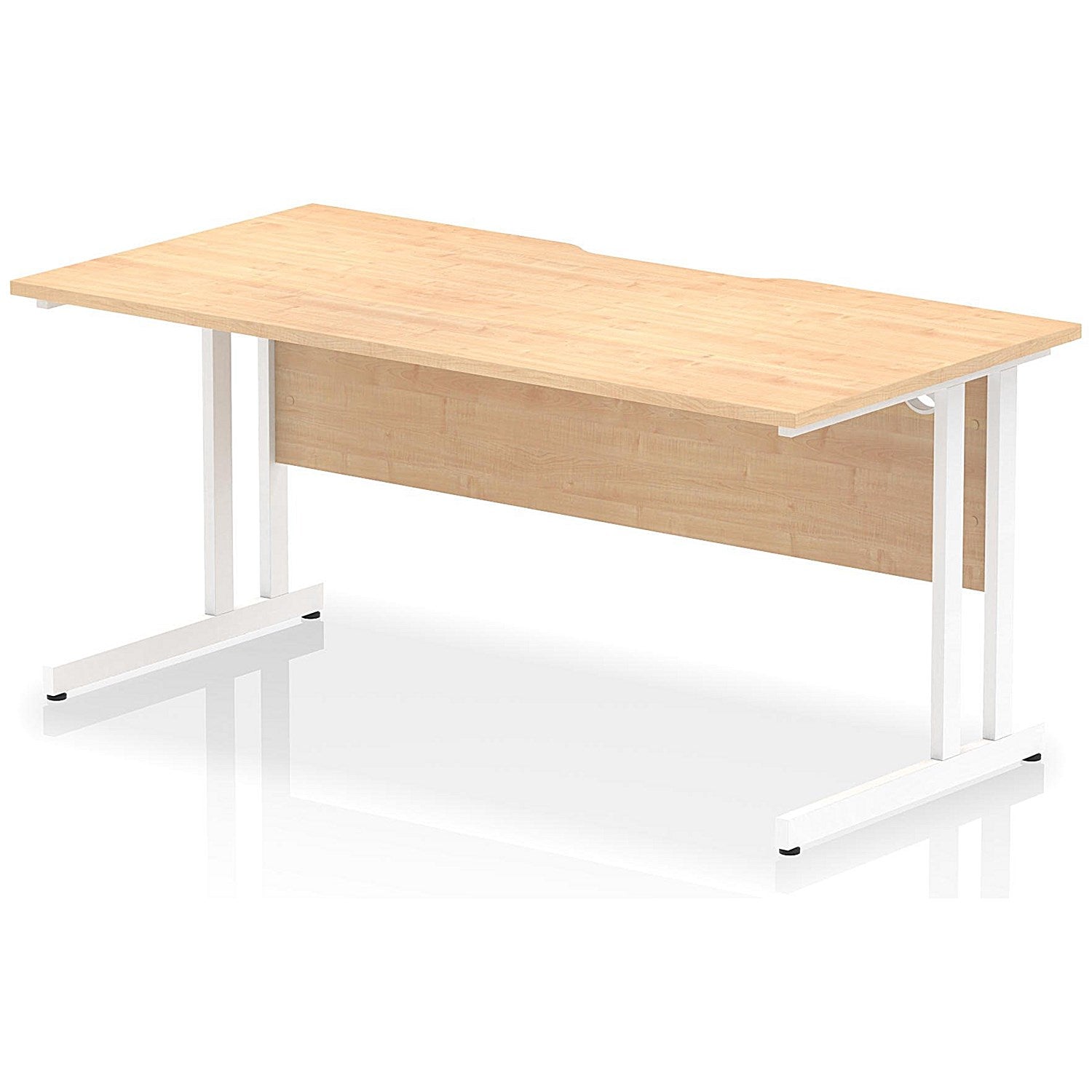 Impulse 1600mm Scalloped Edge Rectangular Desk, White Cantilever Legs, Maple Easy2Order : I005899