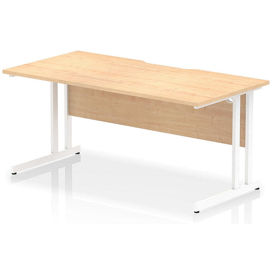 Impulse 1600mm Scalloped Edge Rectangular Desk, White Cantilever Legs, Maple Easy2Order : I005899