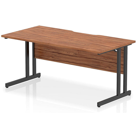 Impulse 1600mm Scalloped Edge Rectangular Desk, Black Cantilever Legs, Walnut Easy2Order : I005903