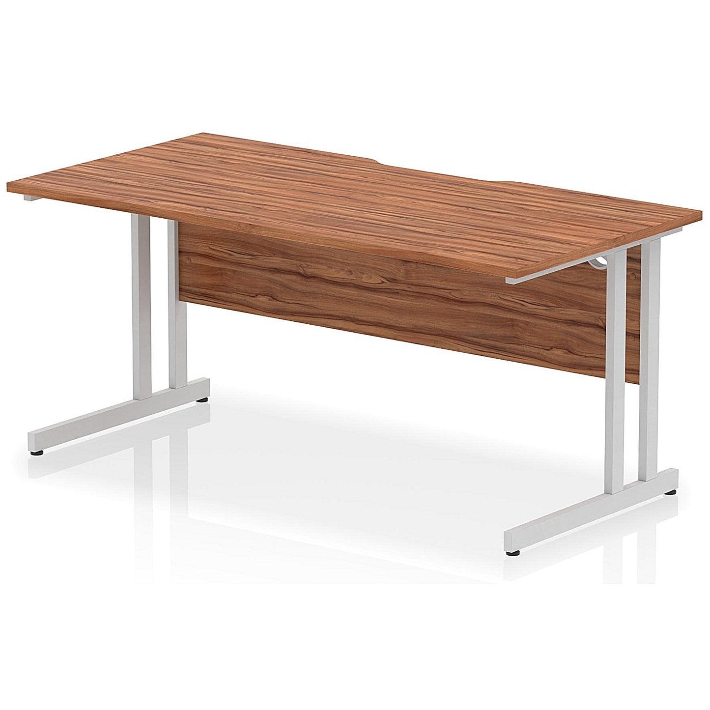 Impulse 1600mm Scalloped Edge Rectangular Desk, Silver Cantilever Legs, Walnut Easy2Order : I005904
