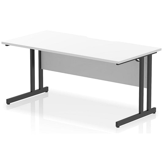 Impulse 1600mm Scalloped Edge Rectangular Desk, Black Cantilever Legs, White Easy2Order : I005906