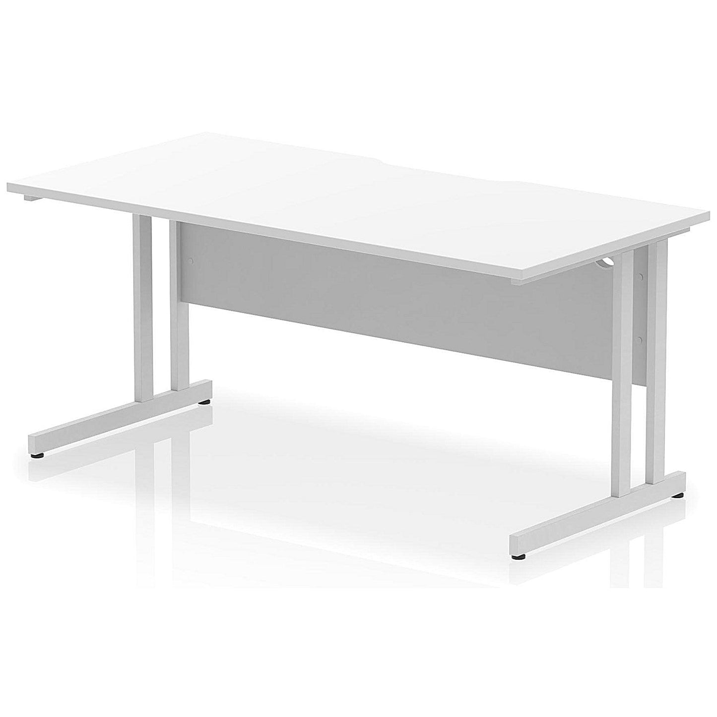 Impulse 1600mm Scalloped Edge Rectangular Desk, Silver Cantilever Legs, White Easy2Order : I005907