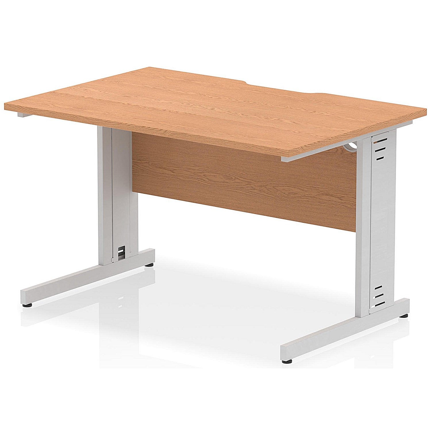 Impulse 1200mm Scalloped Edge Rectangular Desk, Silver Cable Managed Legs, Oak Easy2Order : I005919