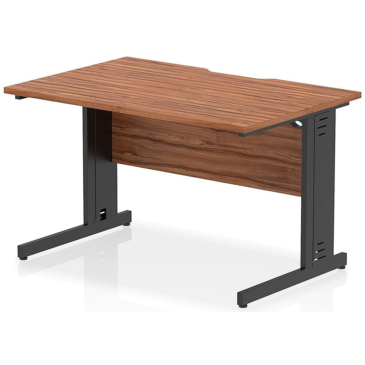 Impulse 1200mm Scalloped Edge Rectangular Desk, Black Cable Managed Legs, Walnut Easy2Order : I005921