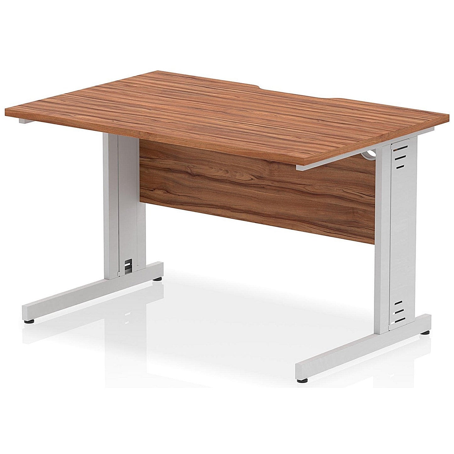 Impulse 1200mm Scalloped Edge Rectangular Desk, Silver Cable Managed Legs, Walnut Easy2Order : I005922