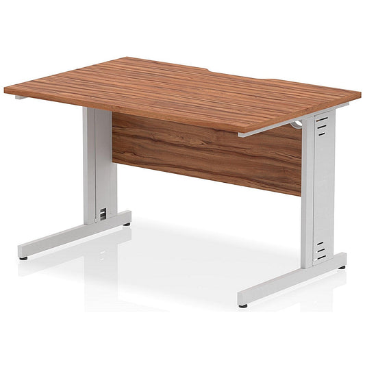 Impulse 1200mm Scalloped Edge Rectangular Desk, Silver Cable Managed Legs, Walnut Easy2Order : I005922