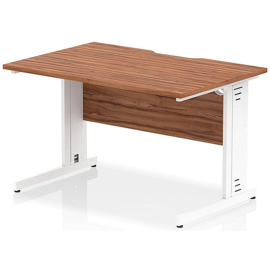 Impulse 1200mm Scalloped Edge Rectangular Desk, White Cable Managed Legs, Walnut Easy2Order : I005923