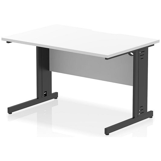 Impulse 1200mm Scalloped Edge Rectangular Desk, Black Cable Managed Legs, White Easy2Order : I005924