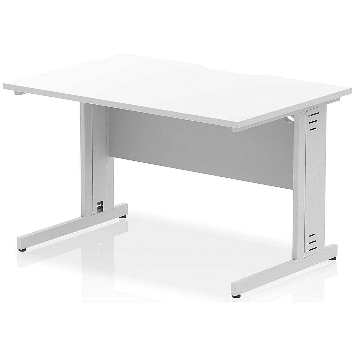 Impulse 1200mm Scalloped Edge Rectangular Desk, Silver Cable Managed Legs, White Easy2Order : I005925