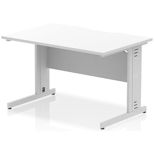 Impulse 1200mm Scalloped Edge Rectangular Desk, Silver Cable Managed Legs, White Easy2Order : I005925