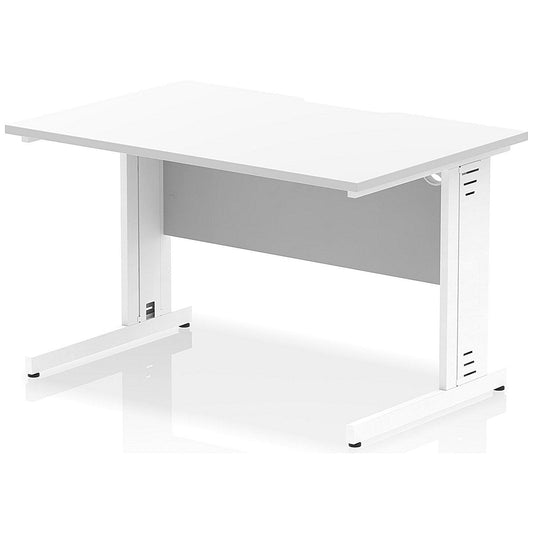 Impulse 1200mm Scalloped Edge Rectangular Desk, White Cable Managed Legs, White Easy2Order : I005926