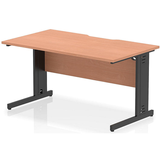 Impulse 1400mm Scalloped Edge Rectangular Desk, Black Cable Managed Legs, Beech Easy2Order : I005927