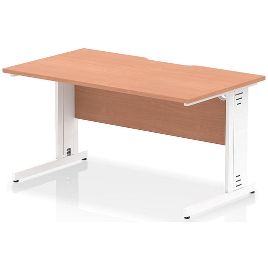 Impulse 1400mm Scalloped Edge Rectangular Desk, White Cable Managed Legs, Beech Easy2Order : I005929