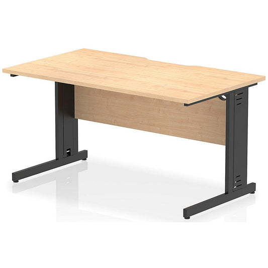 Impulse 1400mm Scalloped Edge Rectangular Desk, Black Cable Managed Legs, Maple Easy2Order : I005933