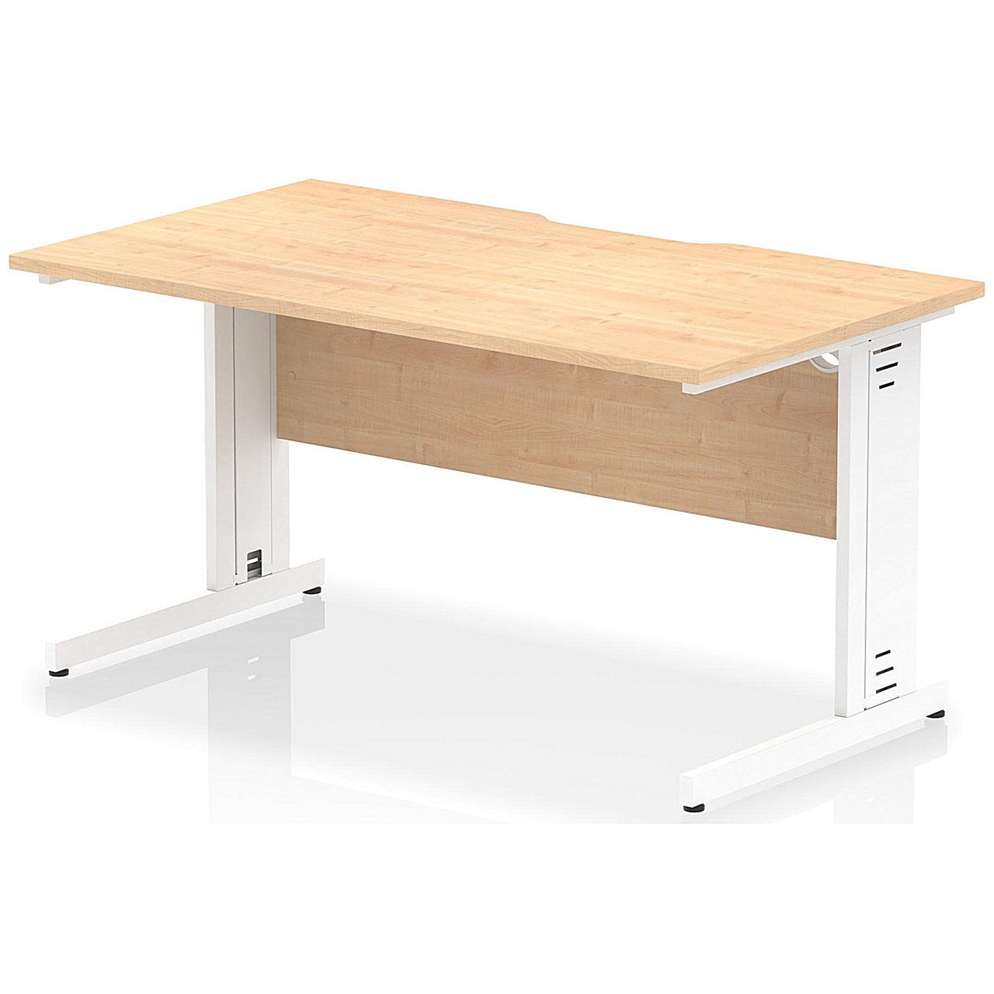 Impulse 1400mm Scalloped Edge Rectangular Desk, White Cable Managed Legs, Maple Easy2Order : I005935