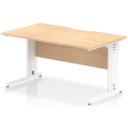 Impulse 1400mm Scalloped Edge Rectangular Desk, White Cable Managed Legs, Maple Easy2Order : I005935