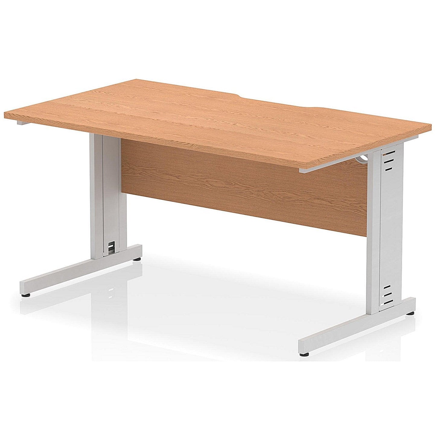 Impulse 1400mm Scalloped Edge Rectangular Desk, Silver Cable Managed Legs, Oak Easy2Order : I005937