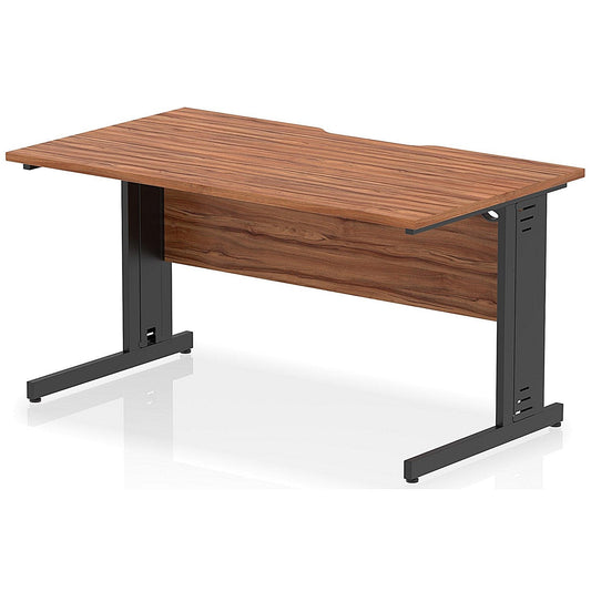 Impulse 1400mm Scalloped Edge Rectangular Desk, Black Cable Managed Legs, Walnut Easy2Order : I005939