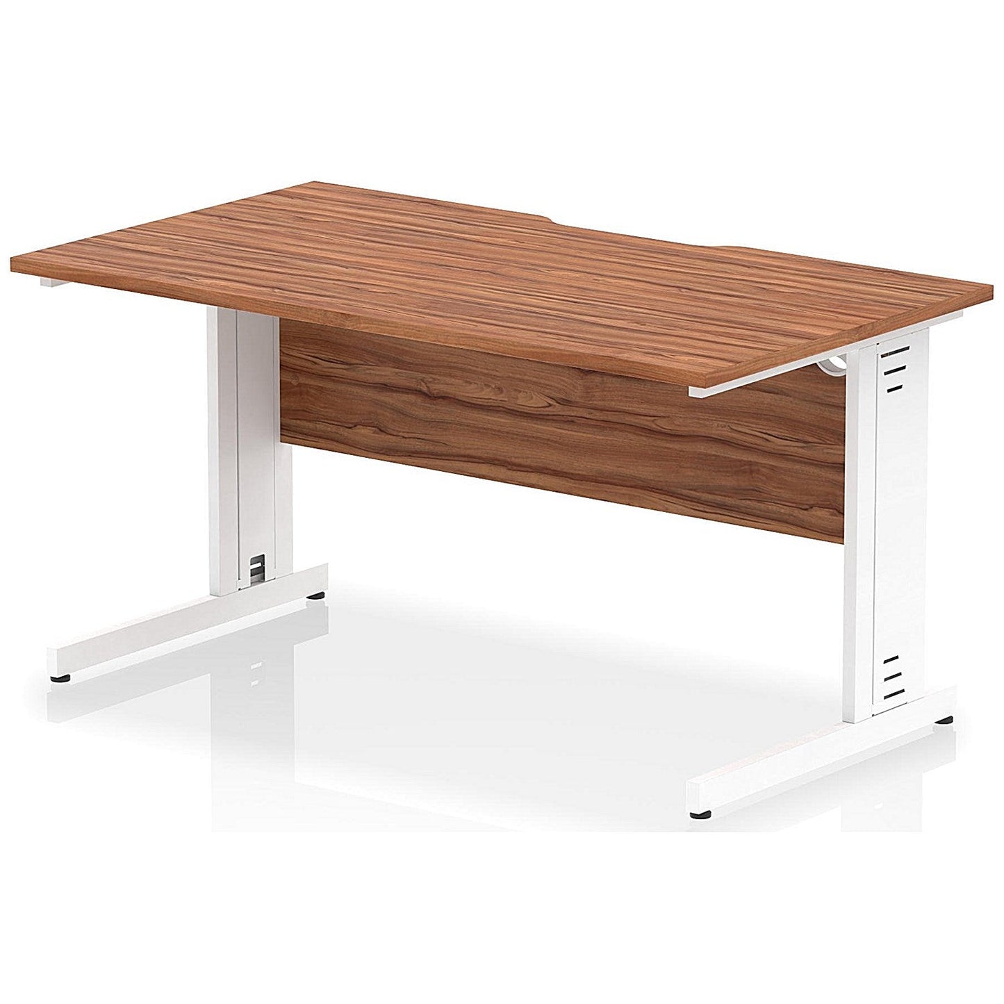 Impulse 1400mm Scalloped Edge Rectangular Desk, White Cable Managed Legs, Walnut Easy2Order : I005941