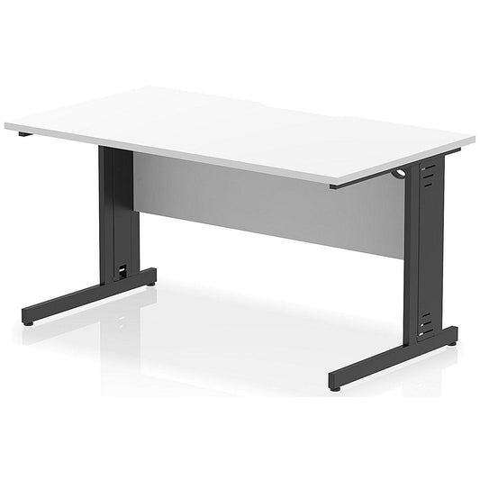 Impulse 1400mm Scalloped Edge Rectangular Desk, Black Cable Managed Legs, White Easy2Order : I005942