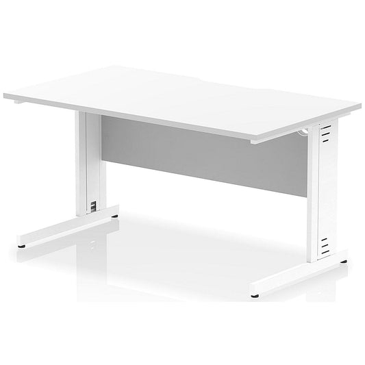 Impulse 1400mm Scalloped Edge Rectangular Desk, White Cable Managed Legs, White Easy2Order : I005944