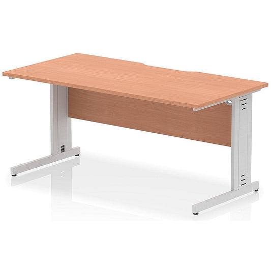 Impulse 1600mm Scalloped Edge Rectangular Desk, Silver Cable Managed Legs, Beech Easy2Order : I005946