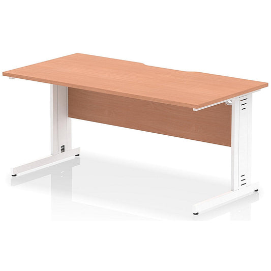 Impulse 1600mm Scalloped Edge Rectangular Desk, White Cable Managed Legs, Beech Easy2Order : I005947