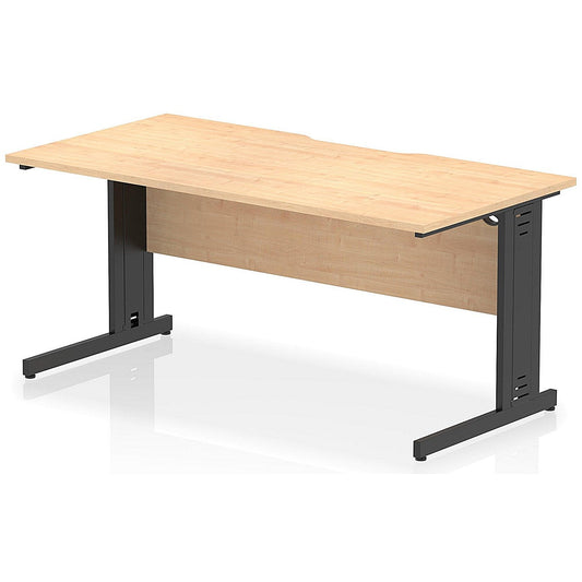 Impulse 1600mm Scalloped Edge Rectangular Desk, Black Cable Managed Legs, Maple Easy2Order : I005951
