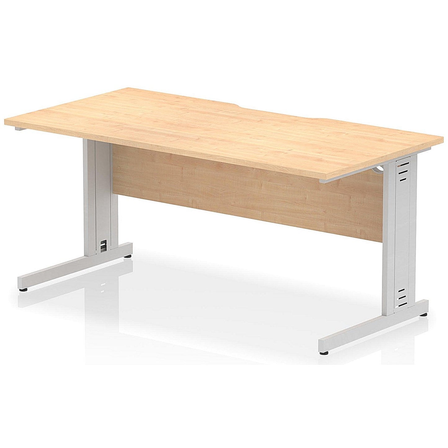 Impulse 1600mm Scalloped Edge Rectangular Desk, Silver Cable Managed Legs, Maple Easy2Order : I005952