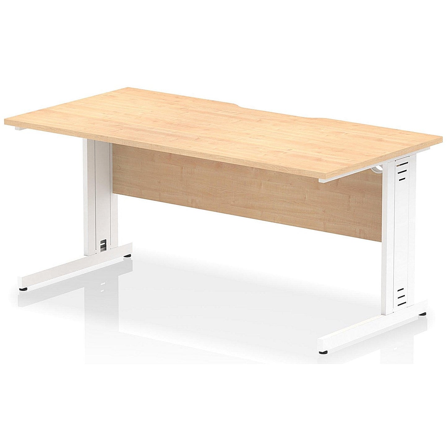 Impulse 1600mm Scalloped Edge Rectangular Desk, White Cable Managed Legs, Maple Easy2Order : I005953