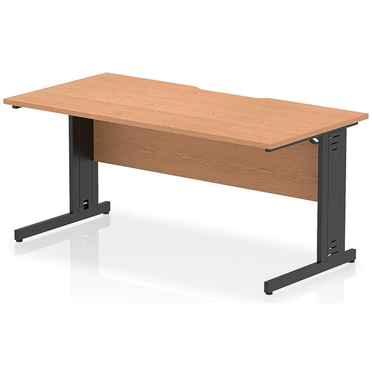 Impulse 1600mm Scalloped Edge Rectangular Desk, Black Cable Managed Legs, Oak Easy2Order : I005954