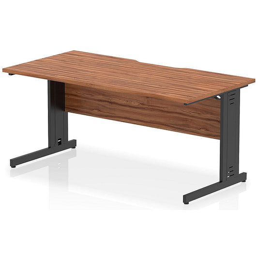 Impulse 1600mm Scalloped Edge Rectangular Desk, Black Cable Managed Legs, Walnut Easy2Order : I005957