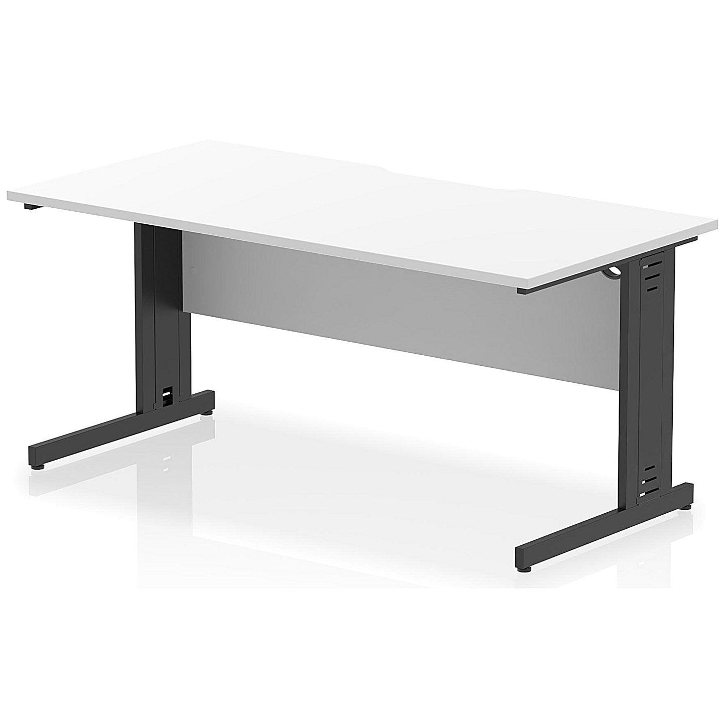 Impulse 1600mm Scalloped Edge Rectangular Desk, Black Cable Managed Legs, White Easy2Order : I005960