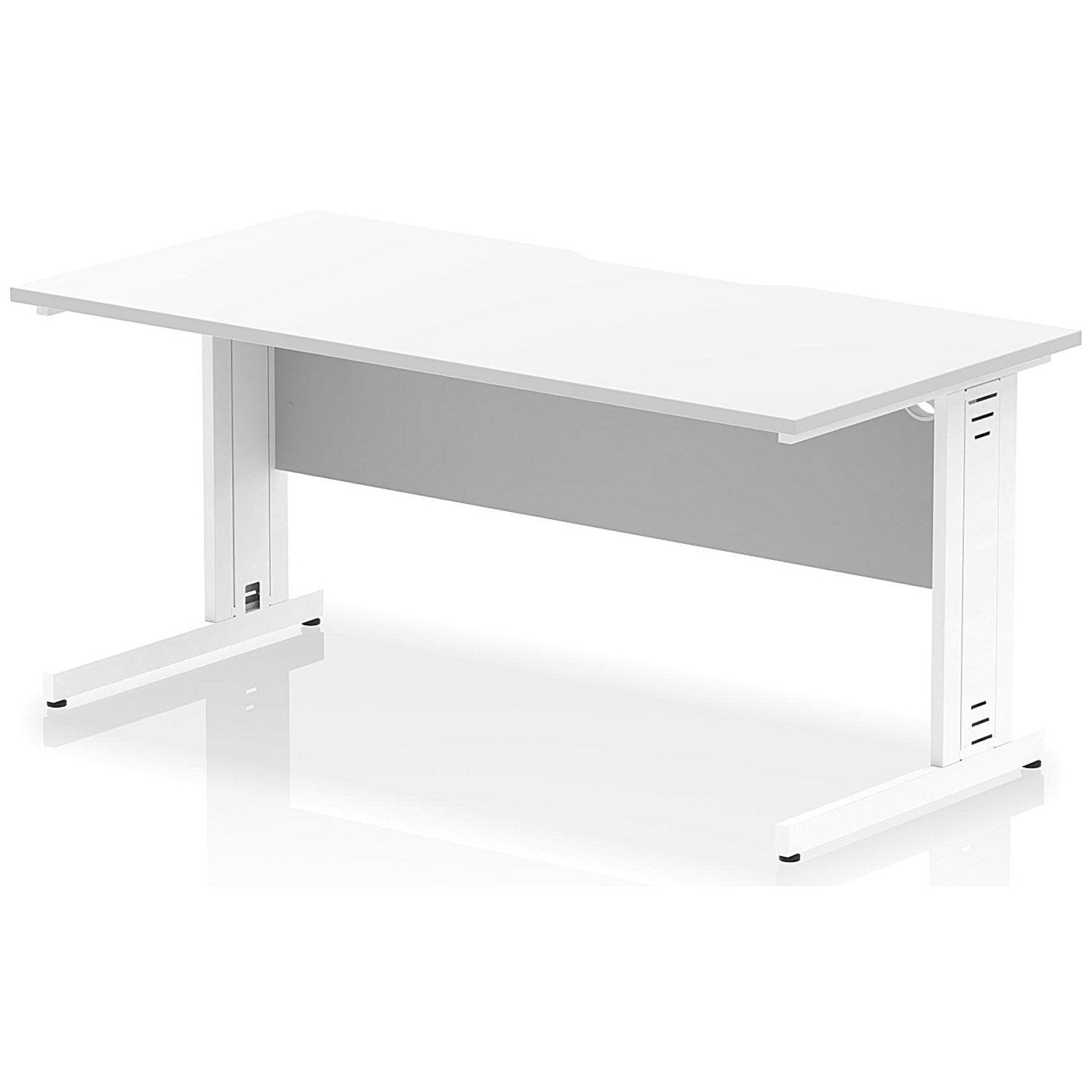 Impulse 1600mm Scalloped Edge Rectangular Desk, White Cable Managed Legs, White Easy2Order : I005962