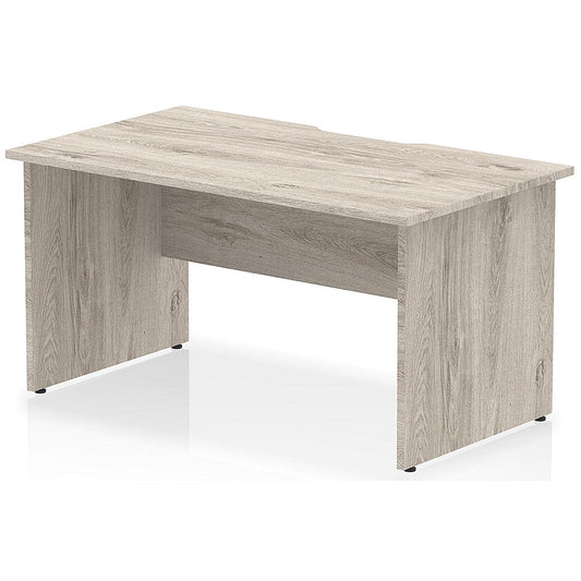 Impulse 1400mm Scalloped Edge Rectangular Desk, Panel End Legs, Grey Oak Easy2Order : I005970